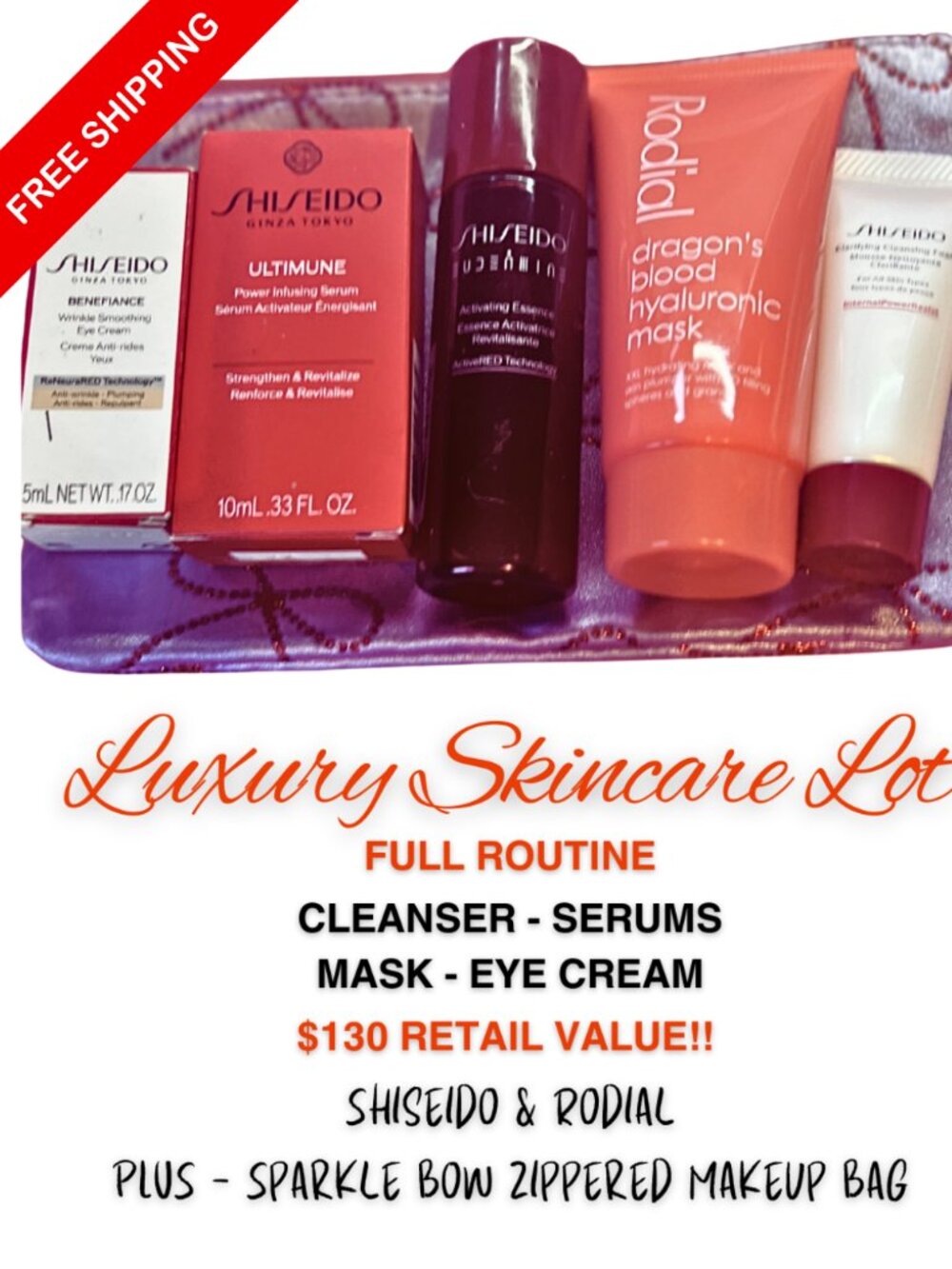 Luxury Skincare Lot - Shiseido Rodial Cleanser Serum Moisturizer Treatment NEW